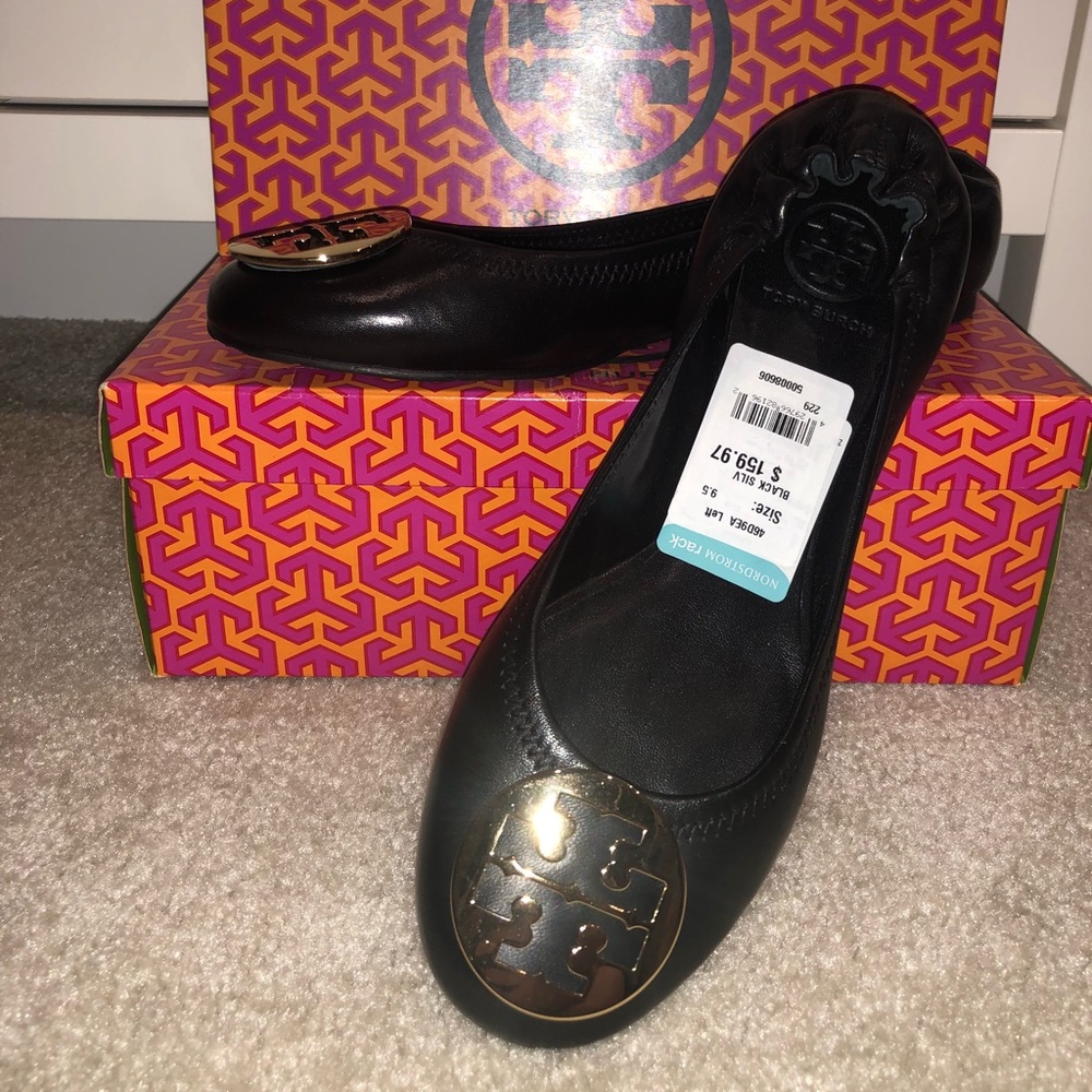 NWT- Black Classic Tory Burch Reva Flats